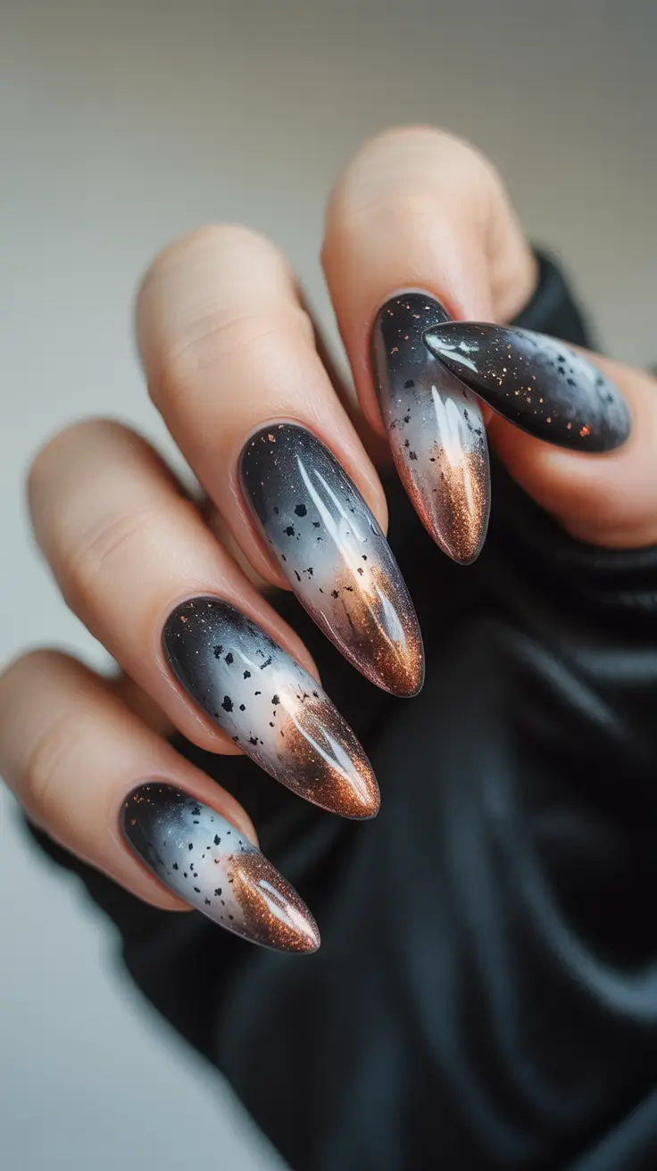 winter nails ideas Starry Copper Skies
