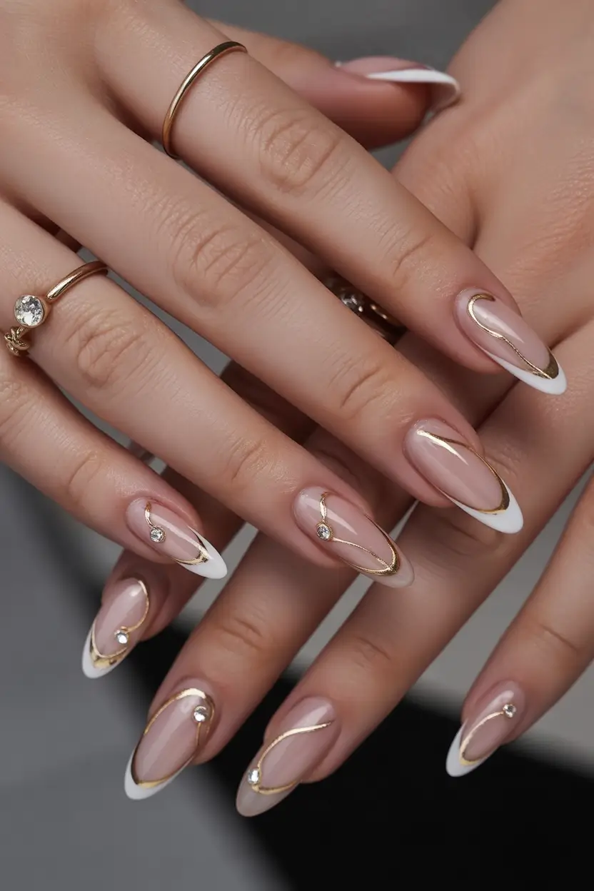 winter nails ideas Golden French Glow