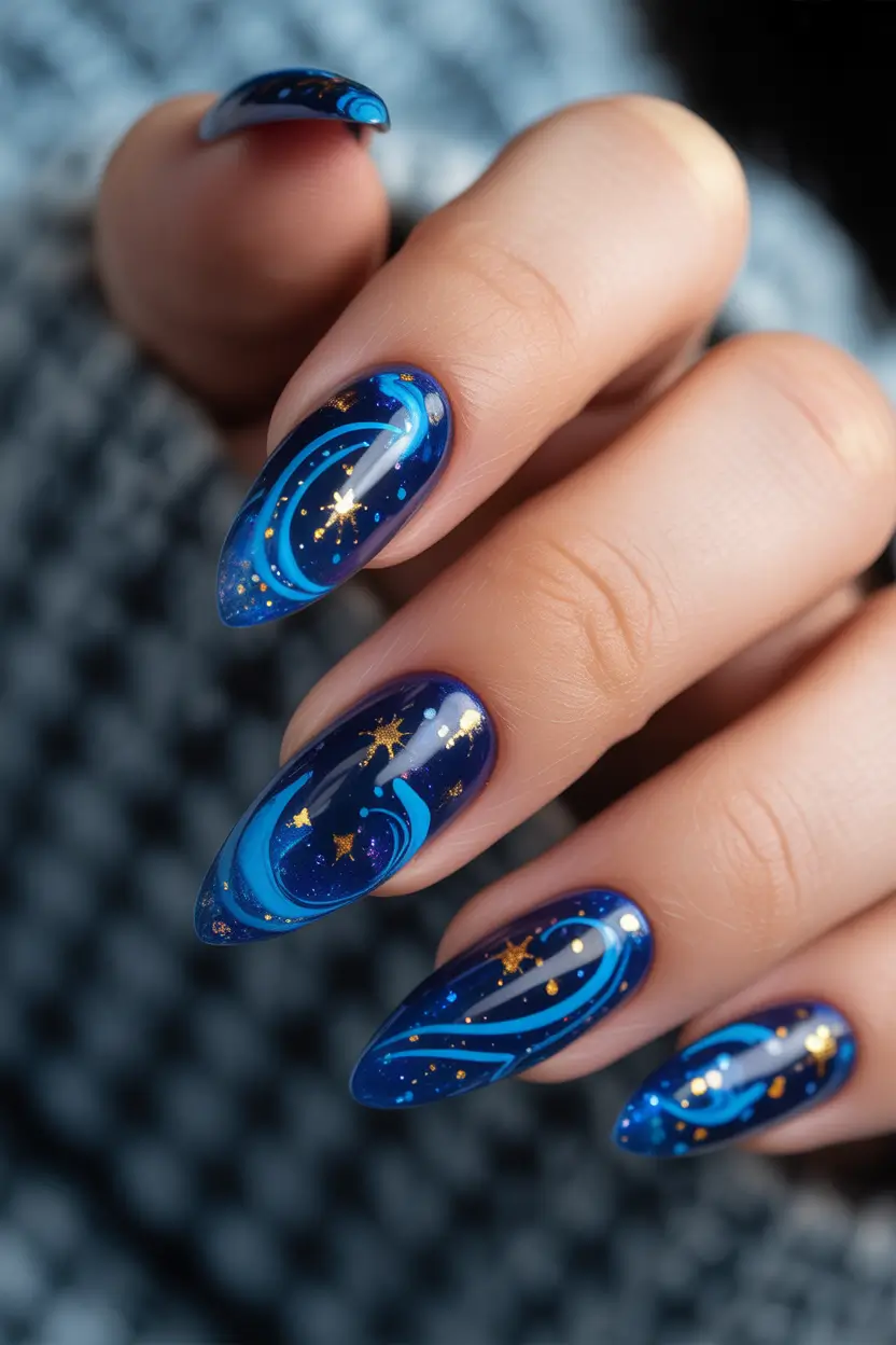 winter nails ideas Starry Night Magic