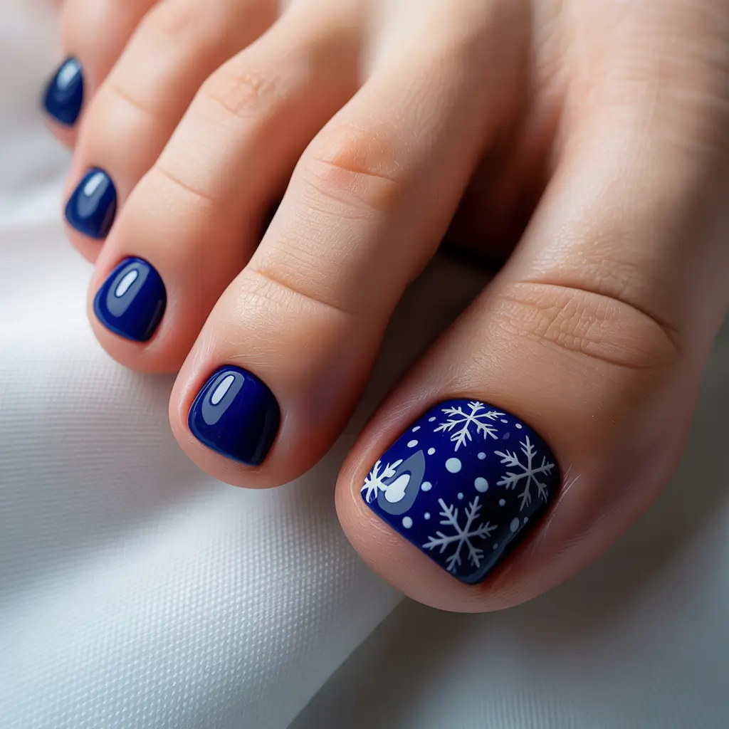 Winter Nails Toe Snowflake Serenity