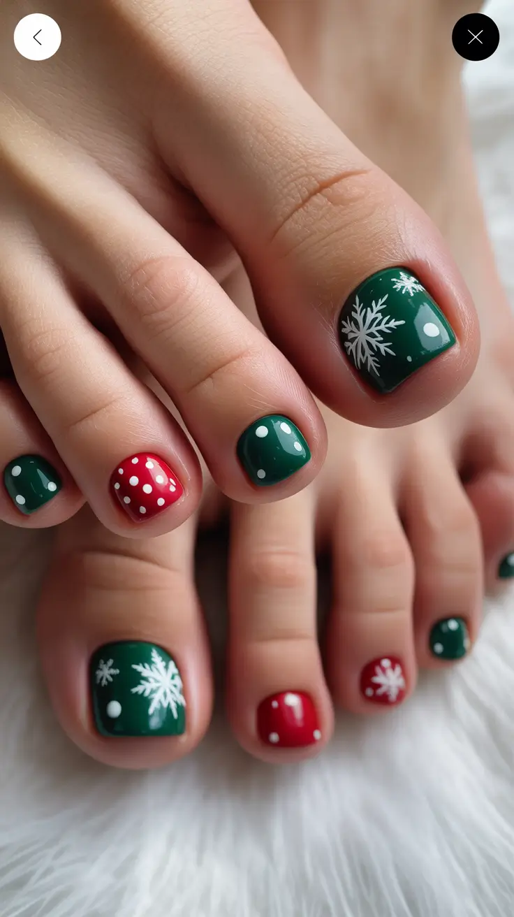 Winter Nails Toe Festive Snowfall