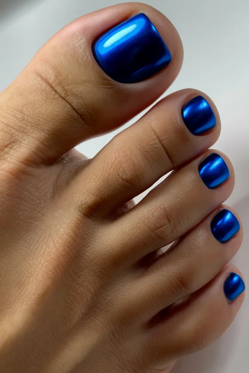 Winter Nails Toe Electric Blue Chrome