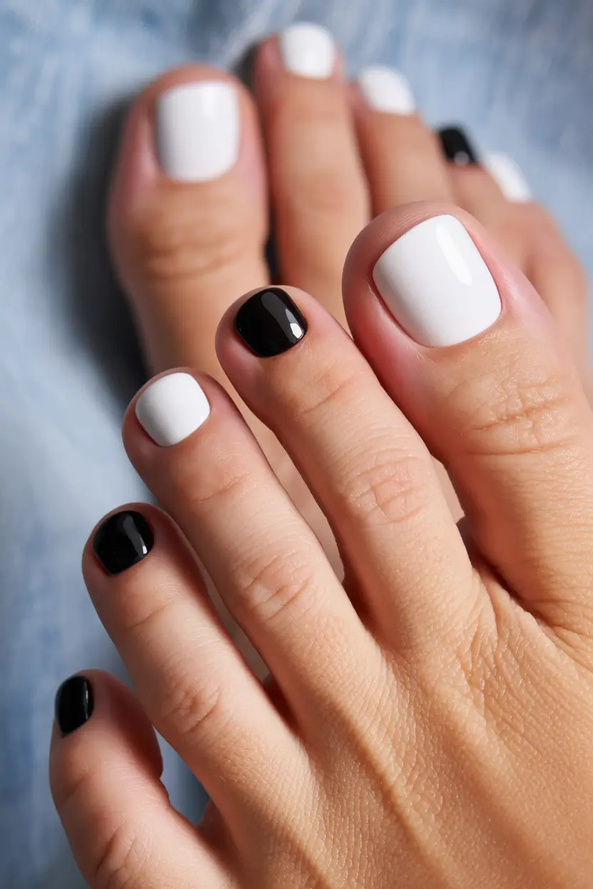 Winter Nails Toe Monochrome Minimalism