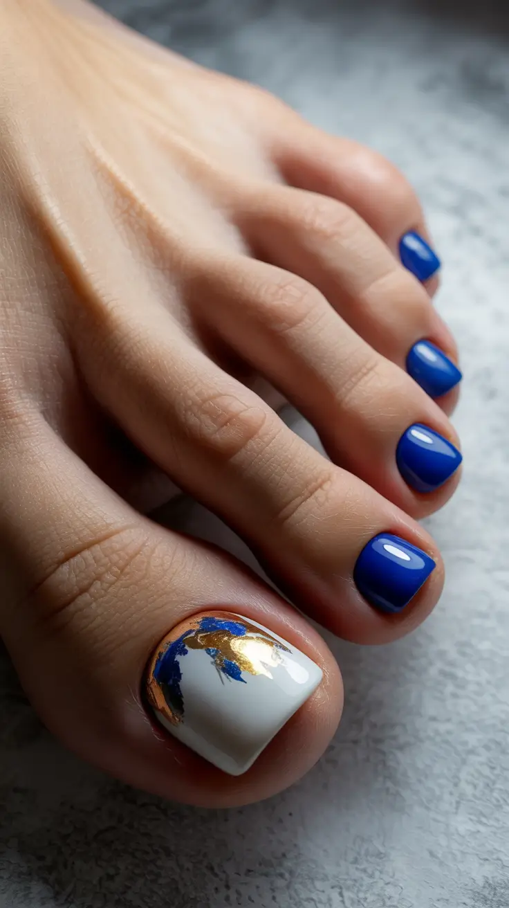 Winter Nails Toe Sapphire & Gold Rush