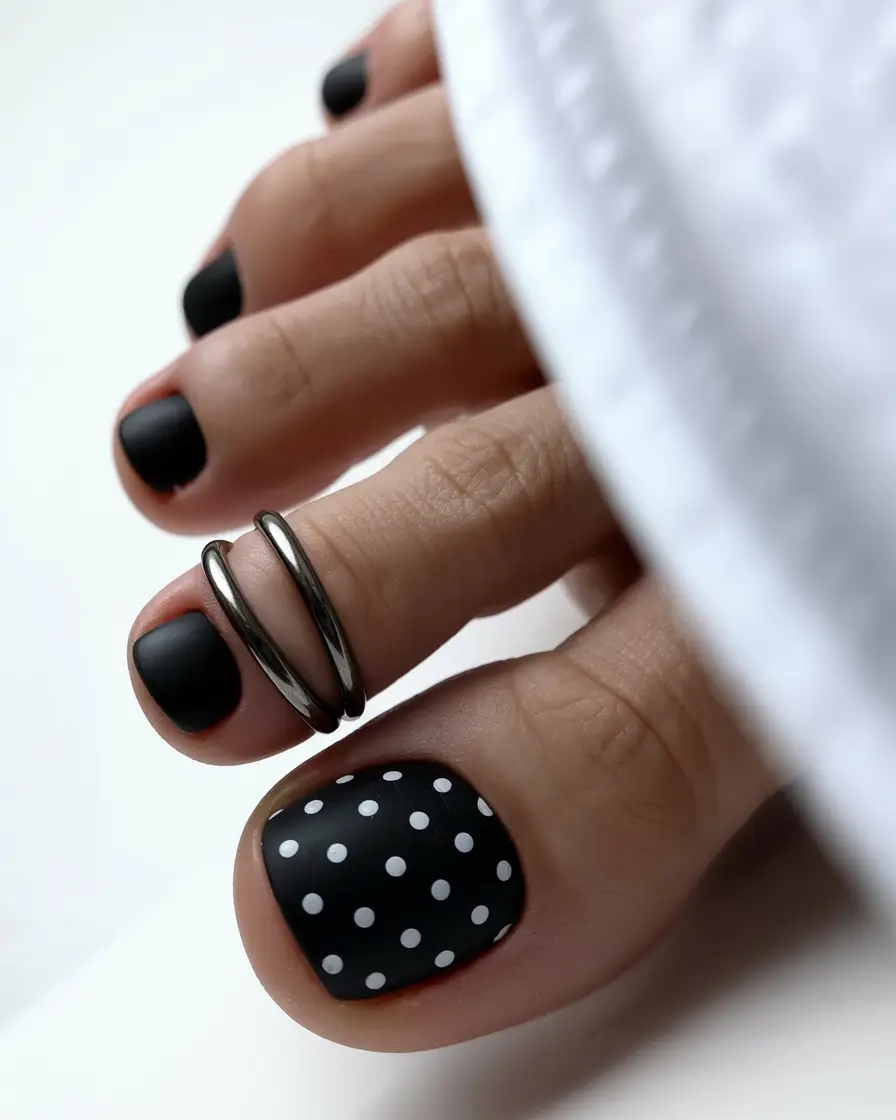 Winter Nails Toe Polka Dot Noir