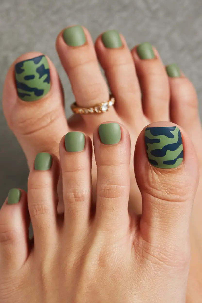 Winter Nails Toe Army Green Edge