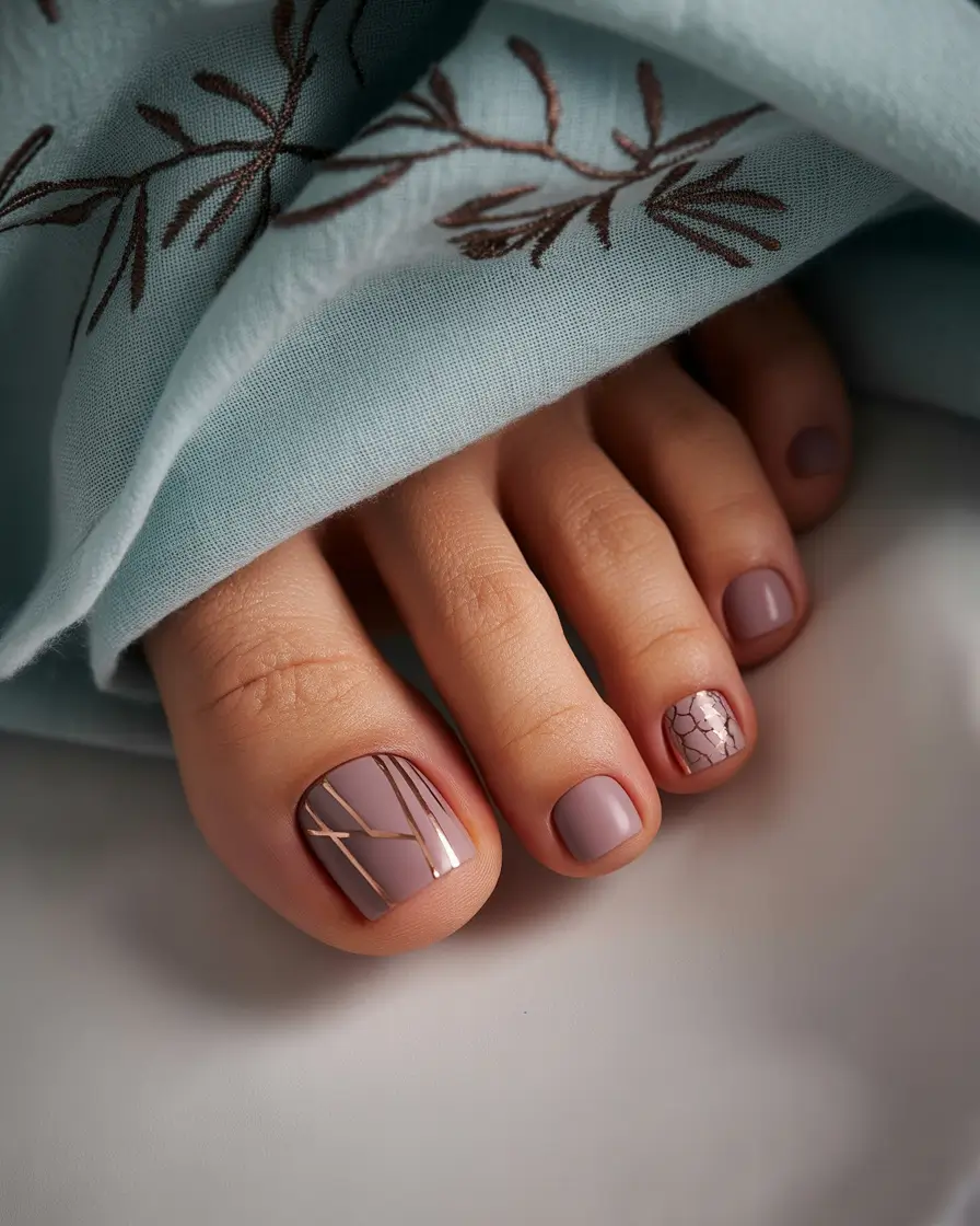 Winter Nails Toe Muted Mauve Geometry