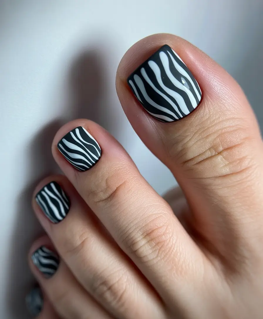 Winter Nails Toe Zebra Cool