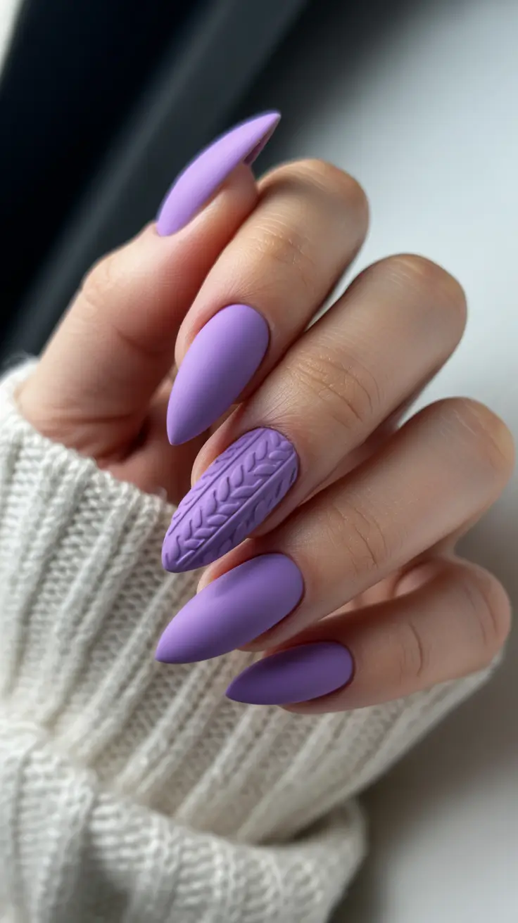 Winter sweater nails ideas 2025 2026 Lavender Knit Dreams