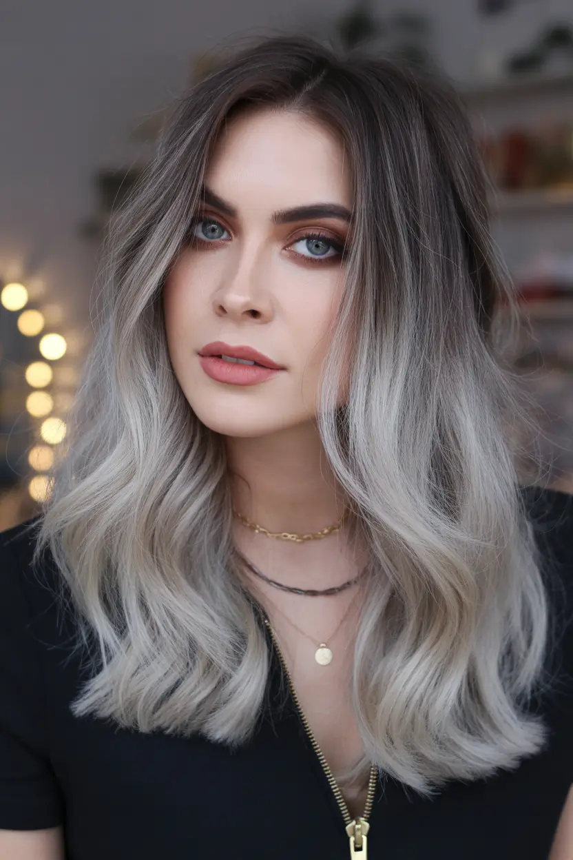 winter trending hair colors ash melt ombre