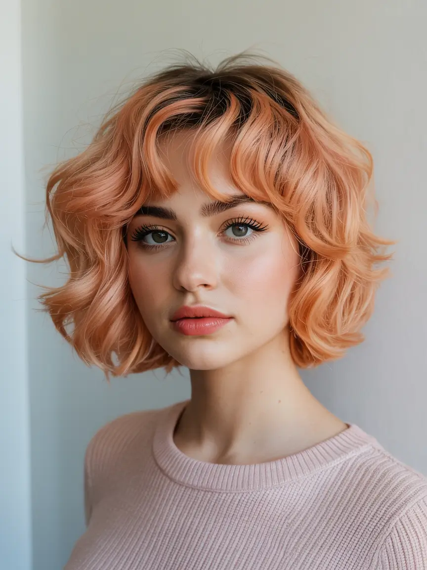 winter trending hair colors peach sorbet bob
