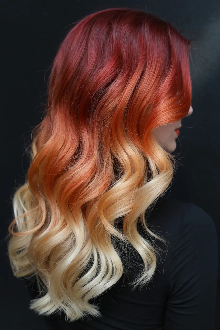 winter trending hair colors sunset fire melt
