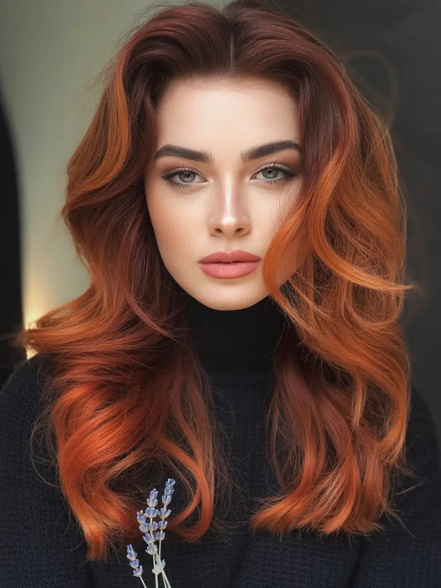 winter trending hair colors copper ember glow