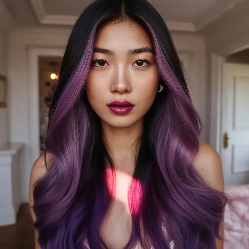winter trending hair colors violet noir elegance