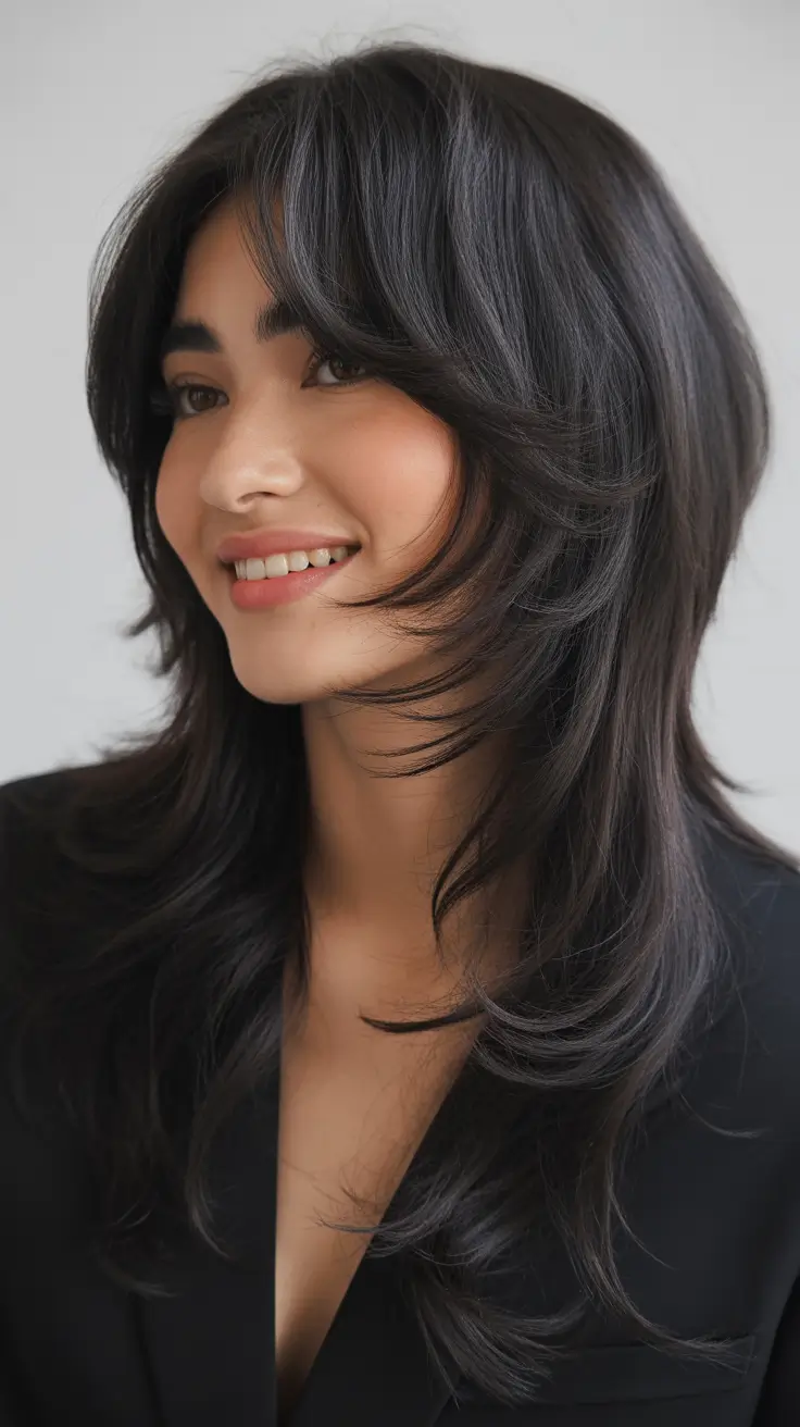 winter trending hair colors soft layered charcoal