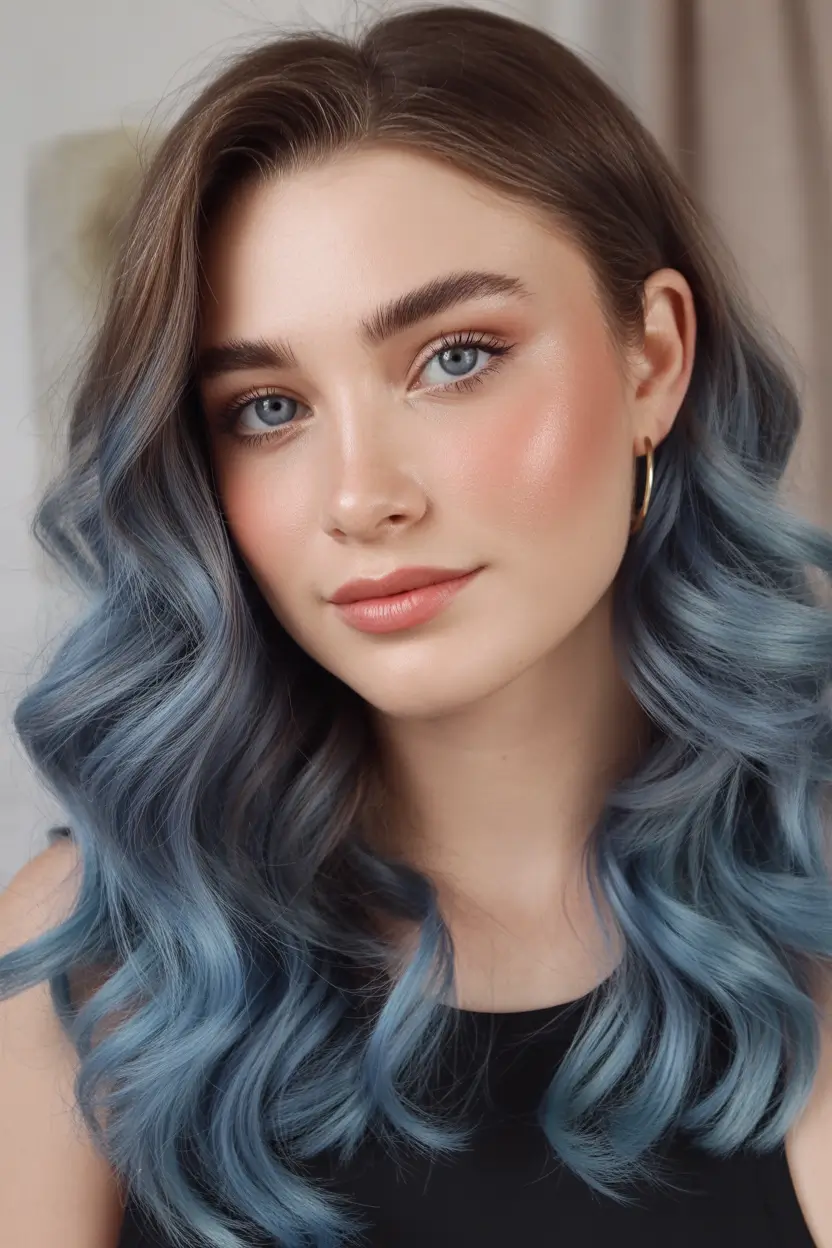 winter trending hair colors smoky blue fade