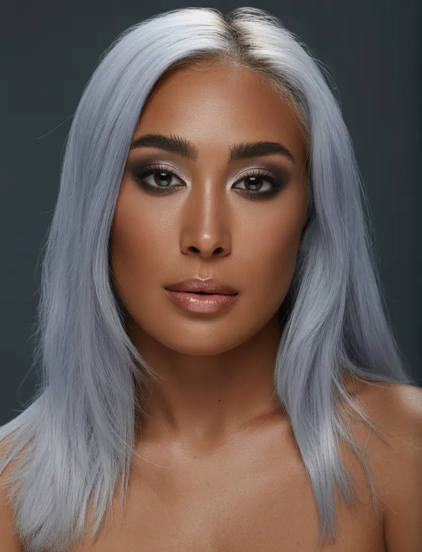 winter trending hair colors frosted silver sleek