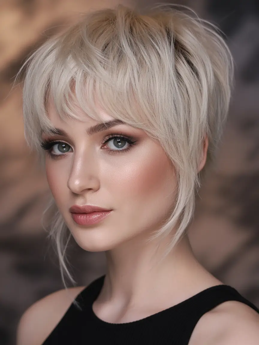 ash blonde hair color 2026 Soft Textured Crop With Airy Fringe