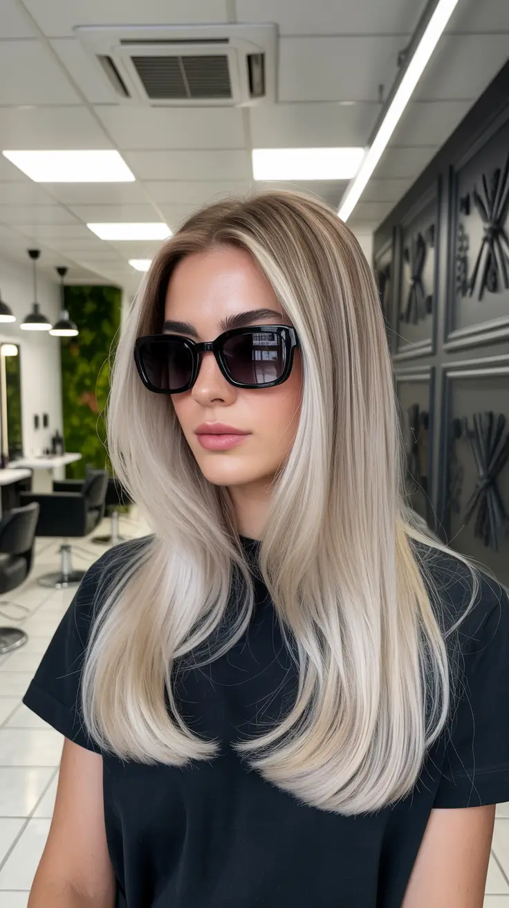 ash blonde hair color 2026 Rooted Vanilla-Ash Straight Blend With Face Brightening Pieces