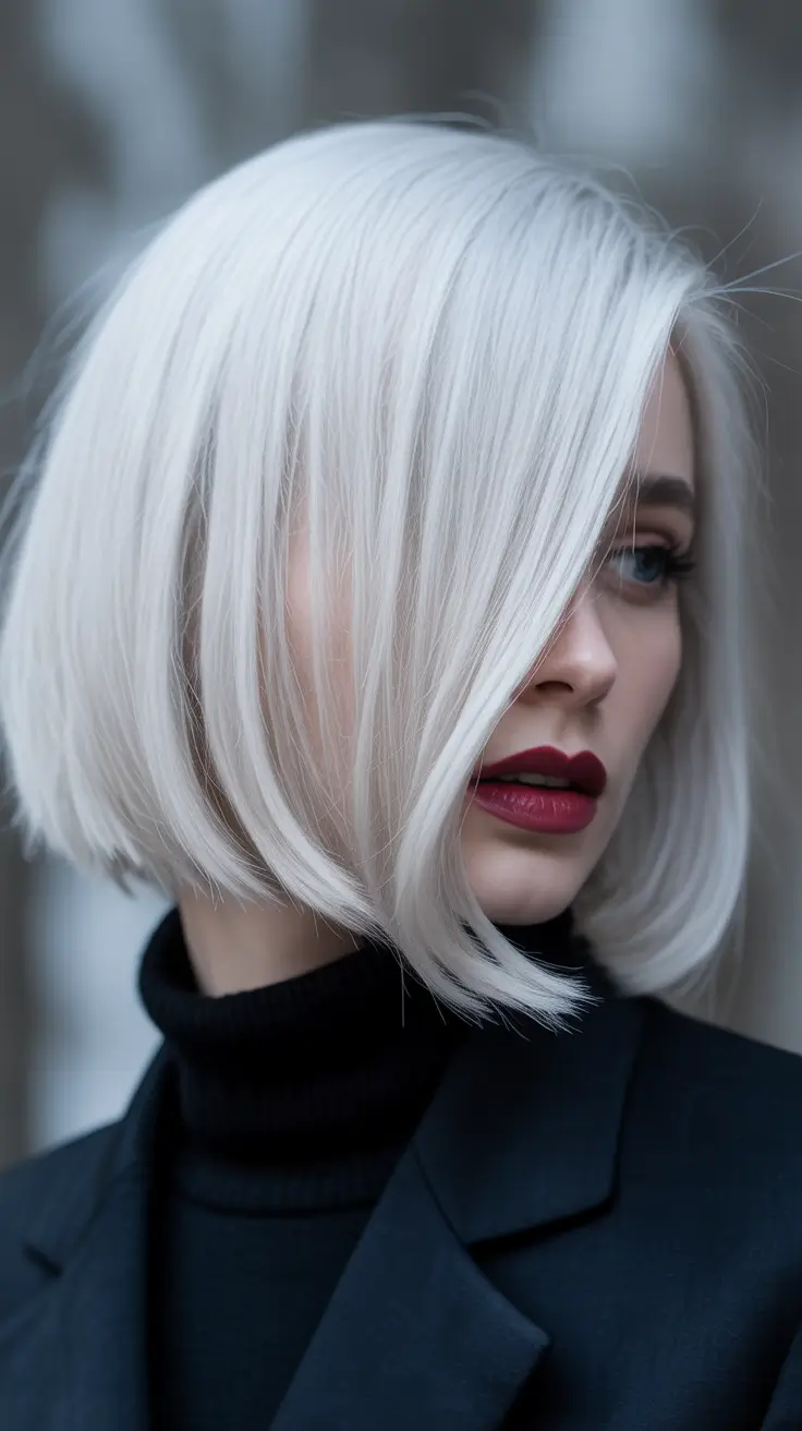ash blonde hair color 2026 Precision Bob With Icy Sleek Shine