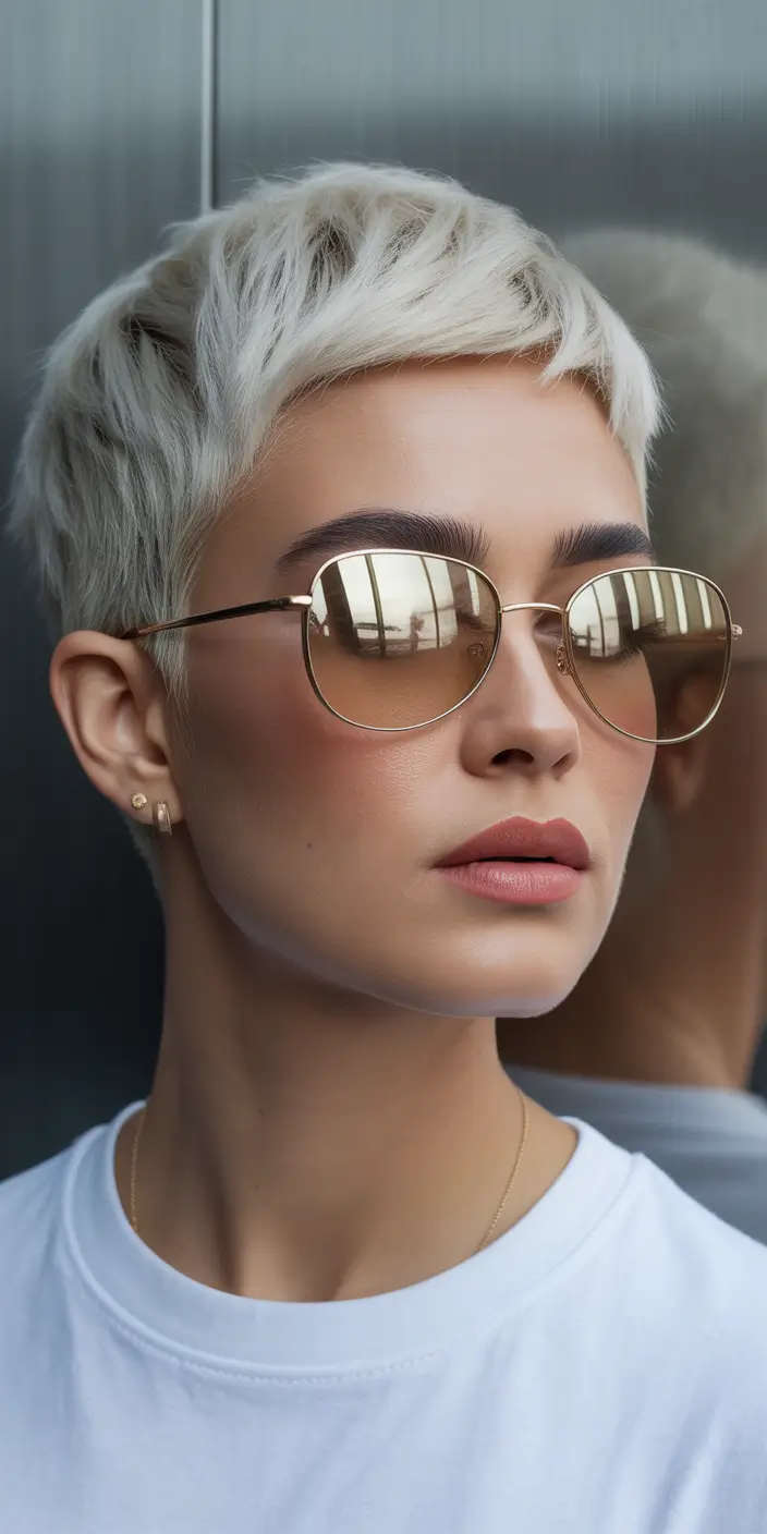 ash blonde hair color 2026 Cool Iced Pixie With Textured Micro-Layers