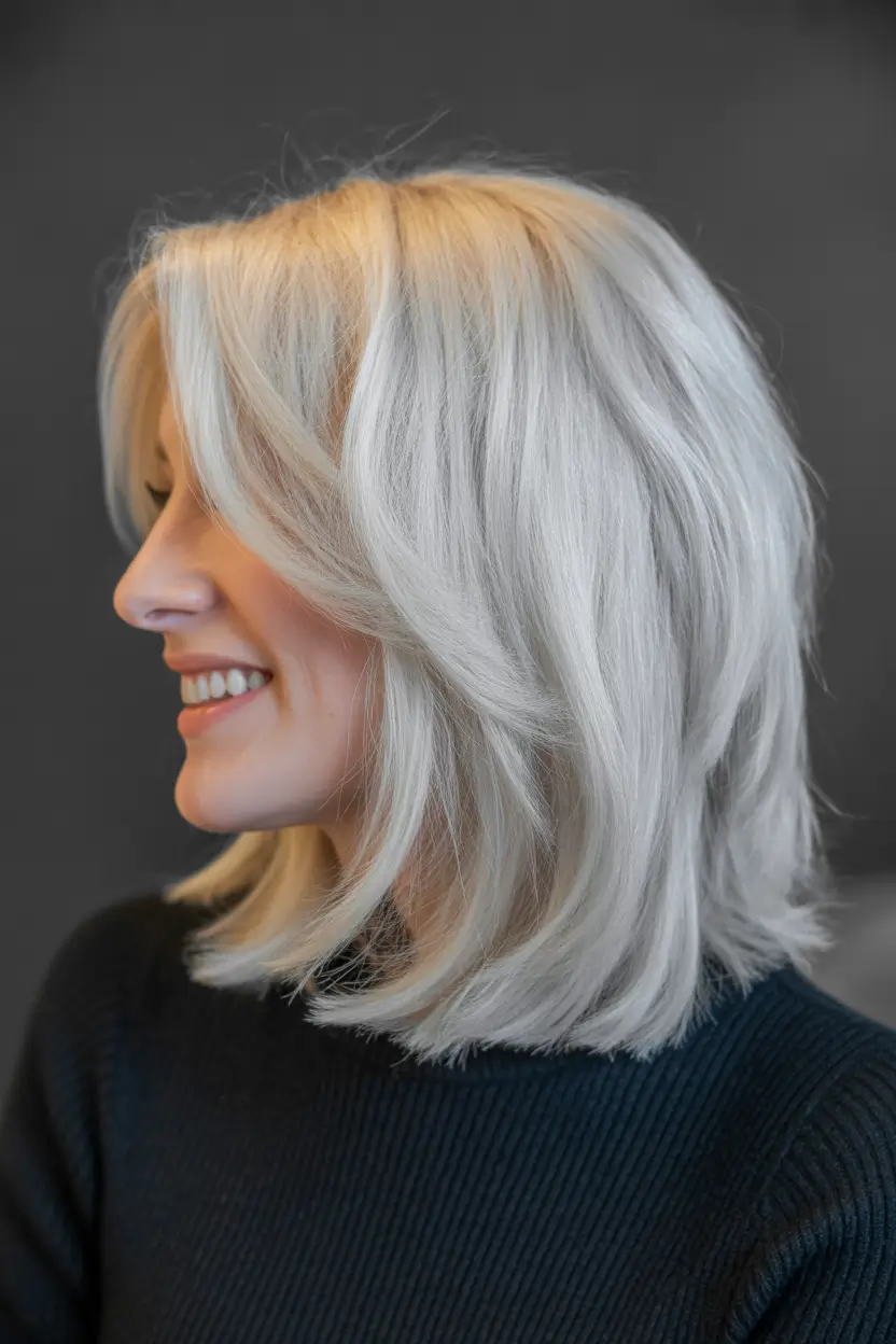ash blonde hair color 2026 Layered Mid-Length With Soft Ash Dimension