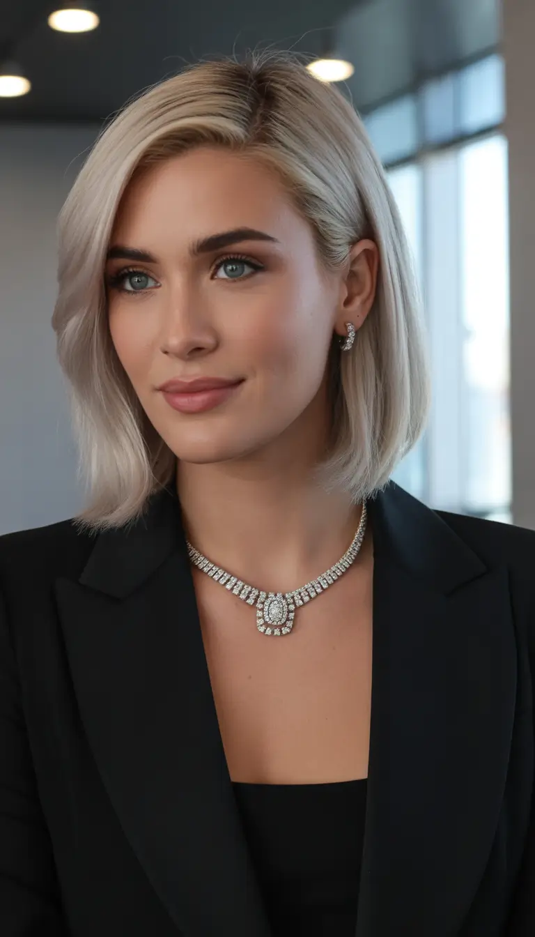 ash blonde hair color 2026 Classic Chic Bob With Soft Warm-Ash Blend