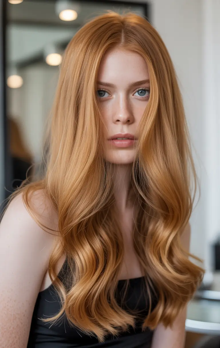 auburn hair color Light Copper Auburn With Silk-Finish Waves