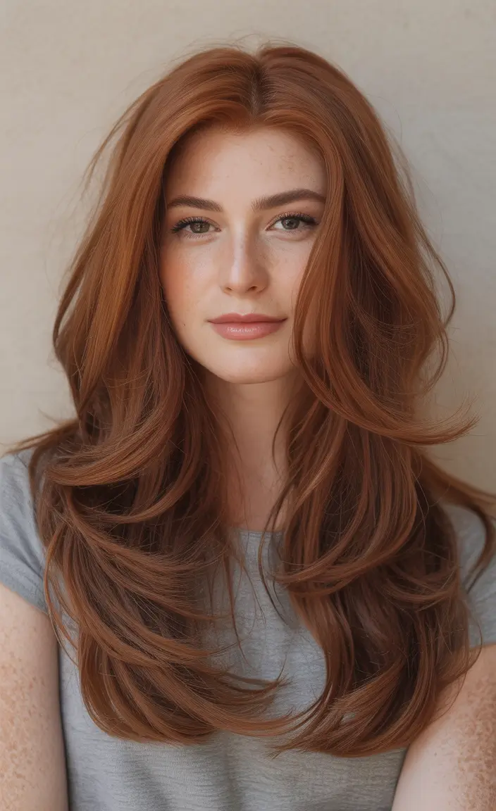 auburn hair color Rich Auburn Layers With Soft Face Framing