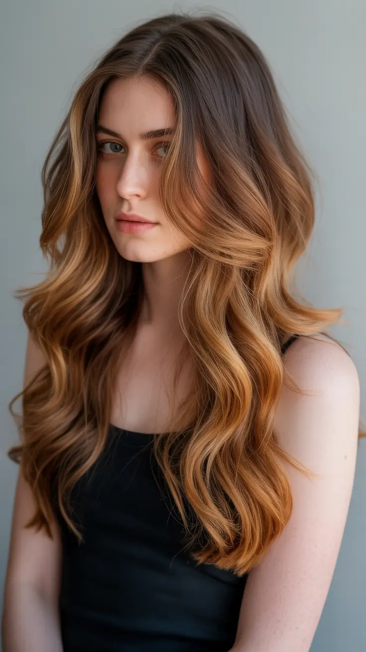auburn hair color Subtle Auburn Balayage With Warm Brown Roots