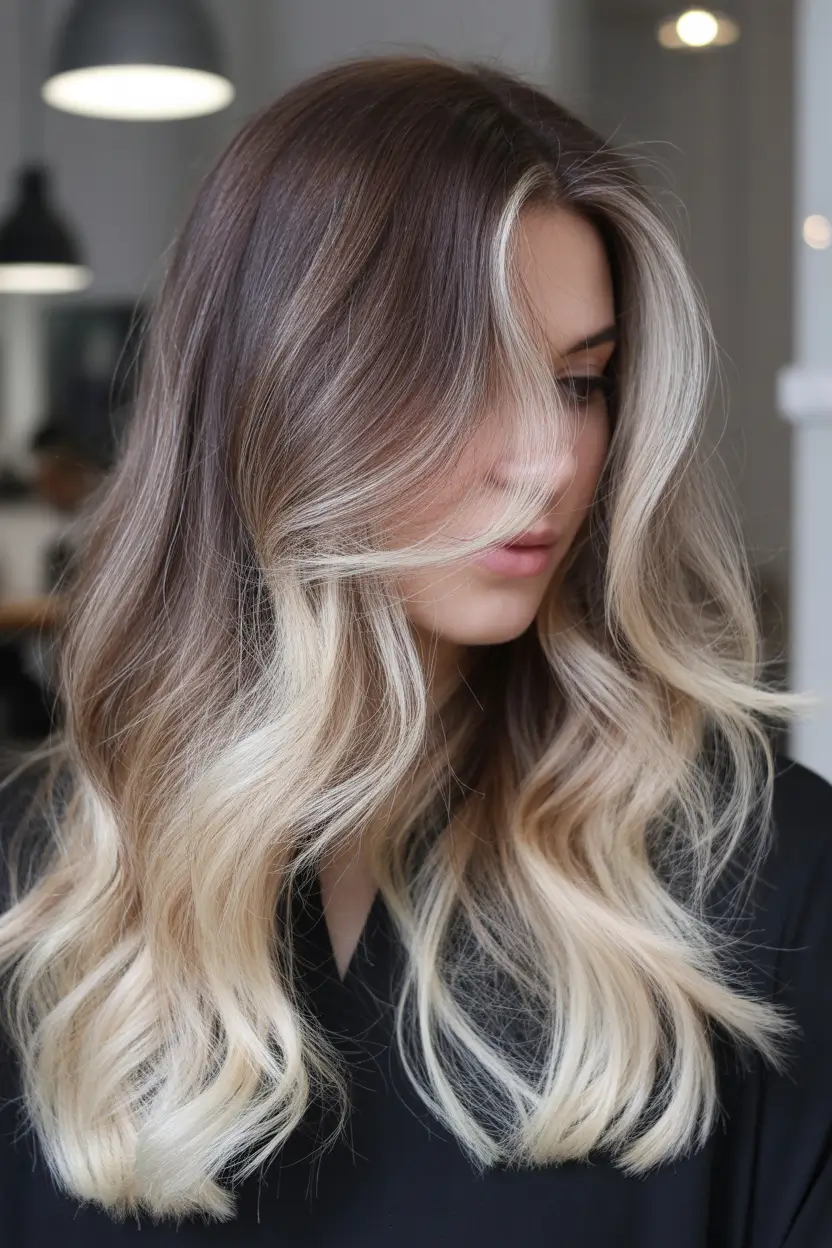 balayage hair color ideas Soft Blonde Face-Frame With Smoky Brunette Depth