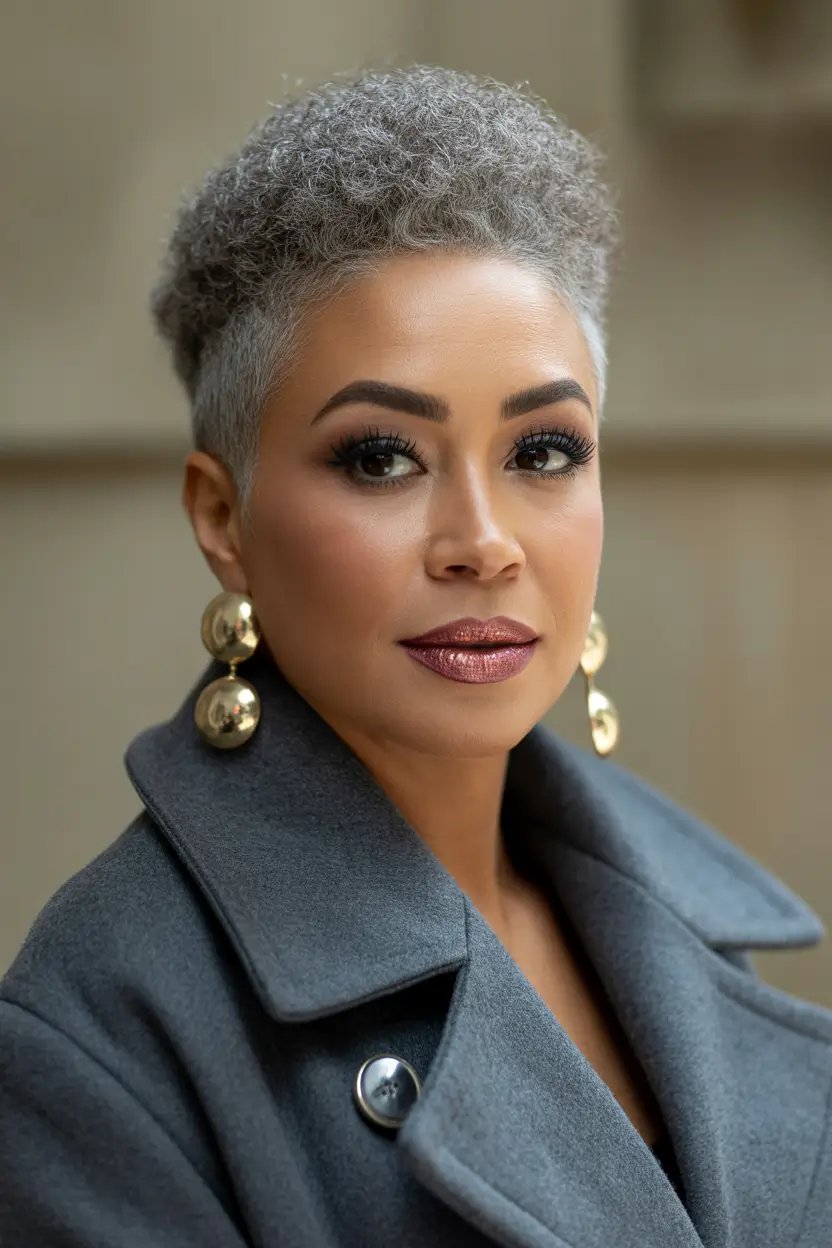 hair color for brown skin Silver-Touched Tapered Coils