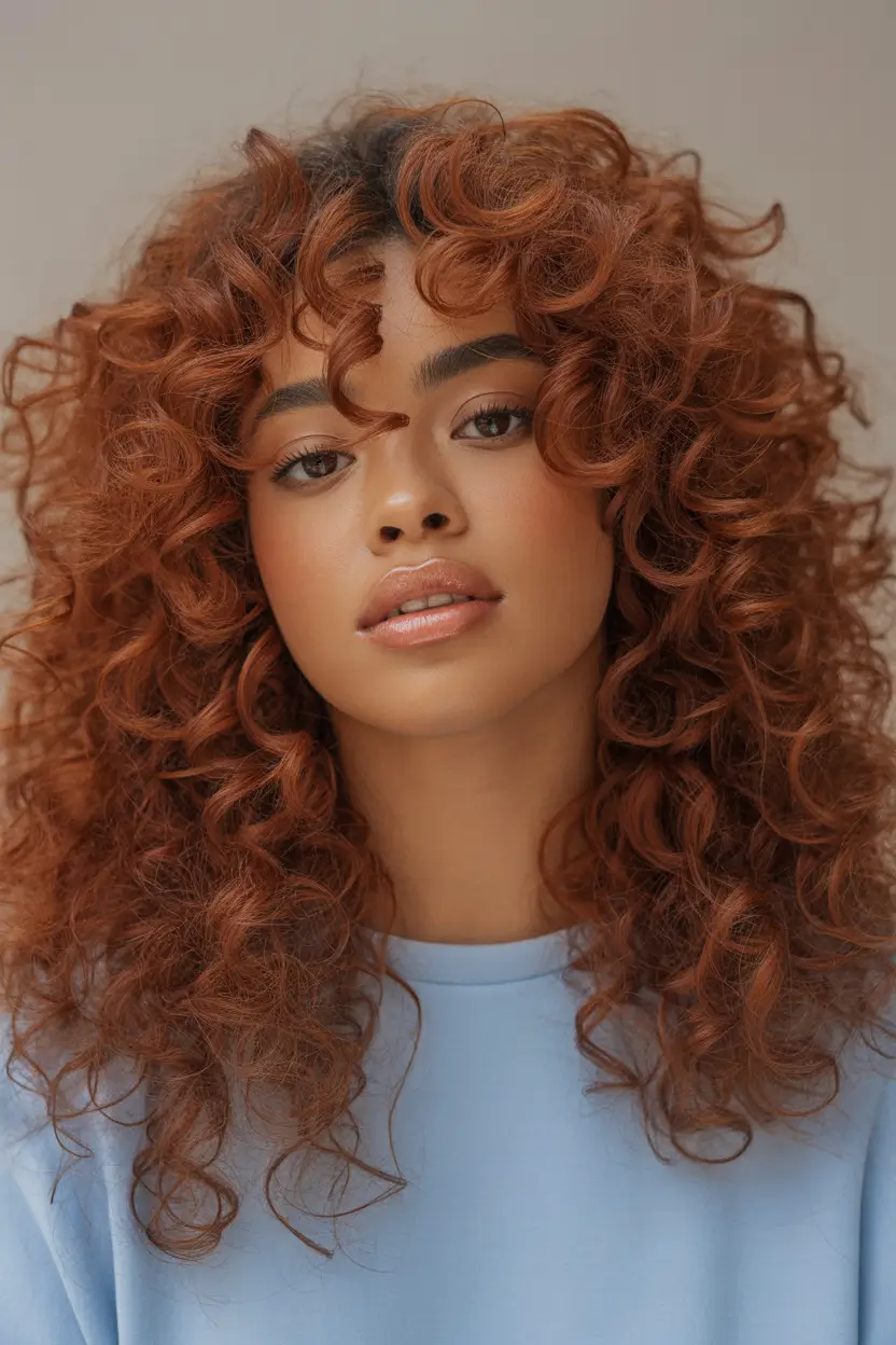 hair color for brown skin Warm Copper Volume Curls