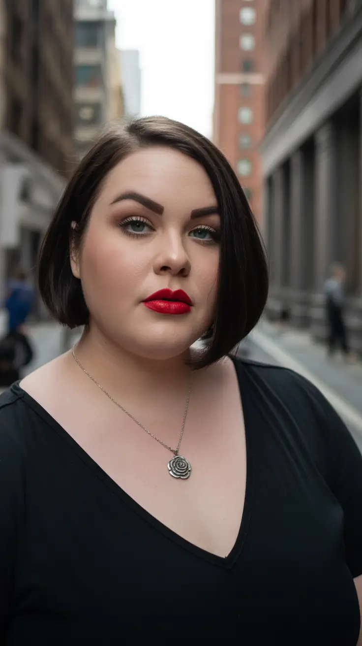 Fat Face Haircuts Sleek Chin-Length Bob With Power Confidence