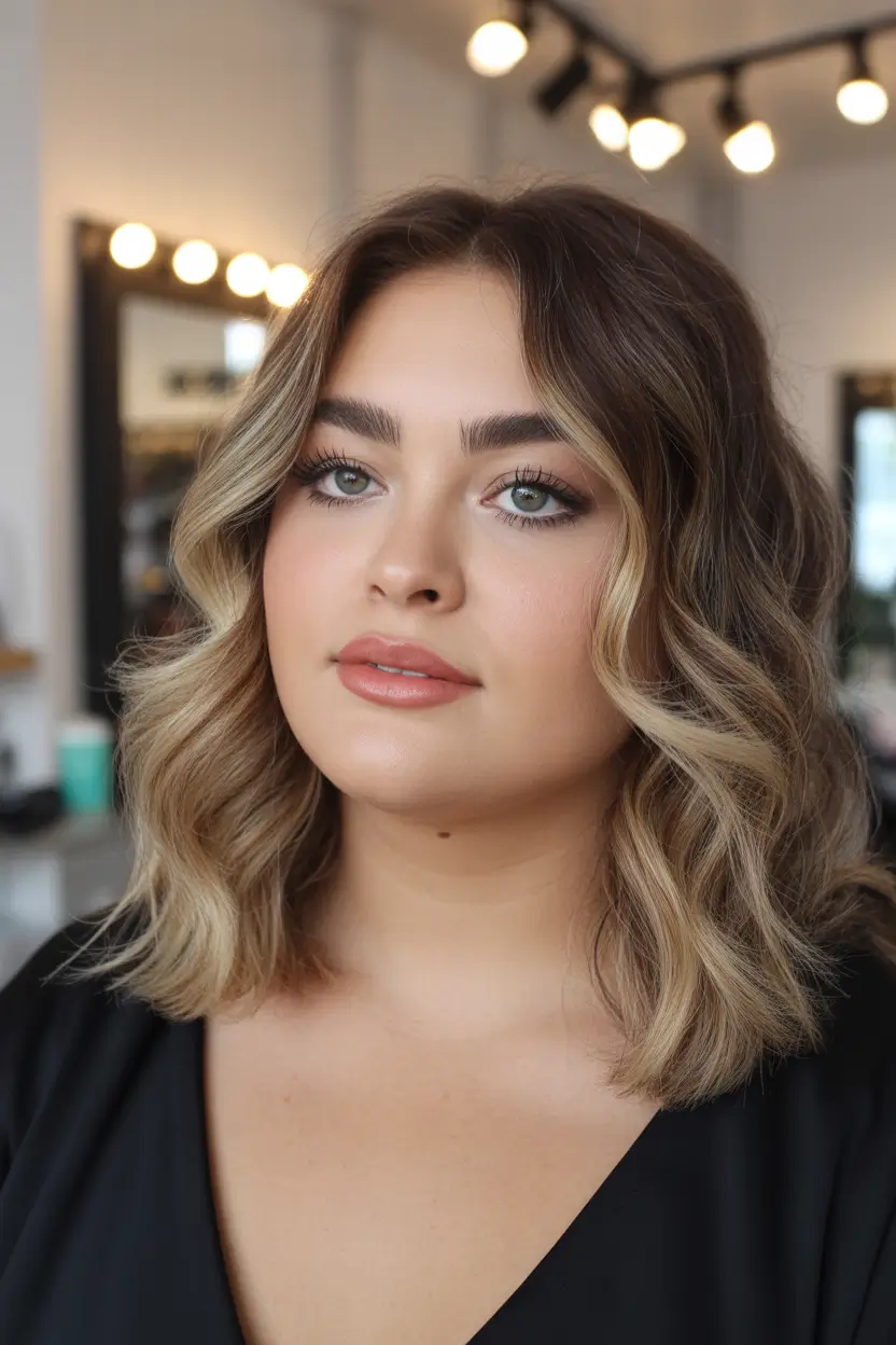 Fat Face Haircuts Blended Honey Waves With Soft Contouring