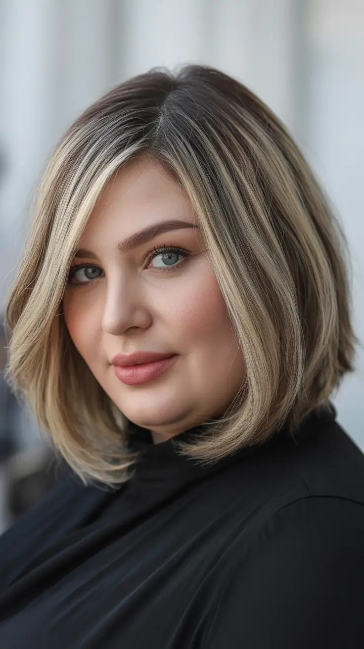 Fat Face Haircuts Sleek Angled Bob With Dimensional Highlights