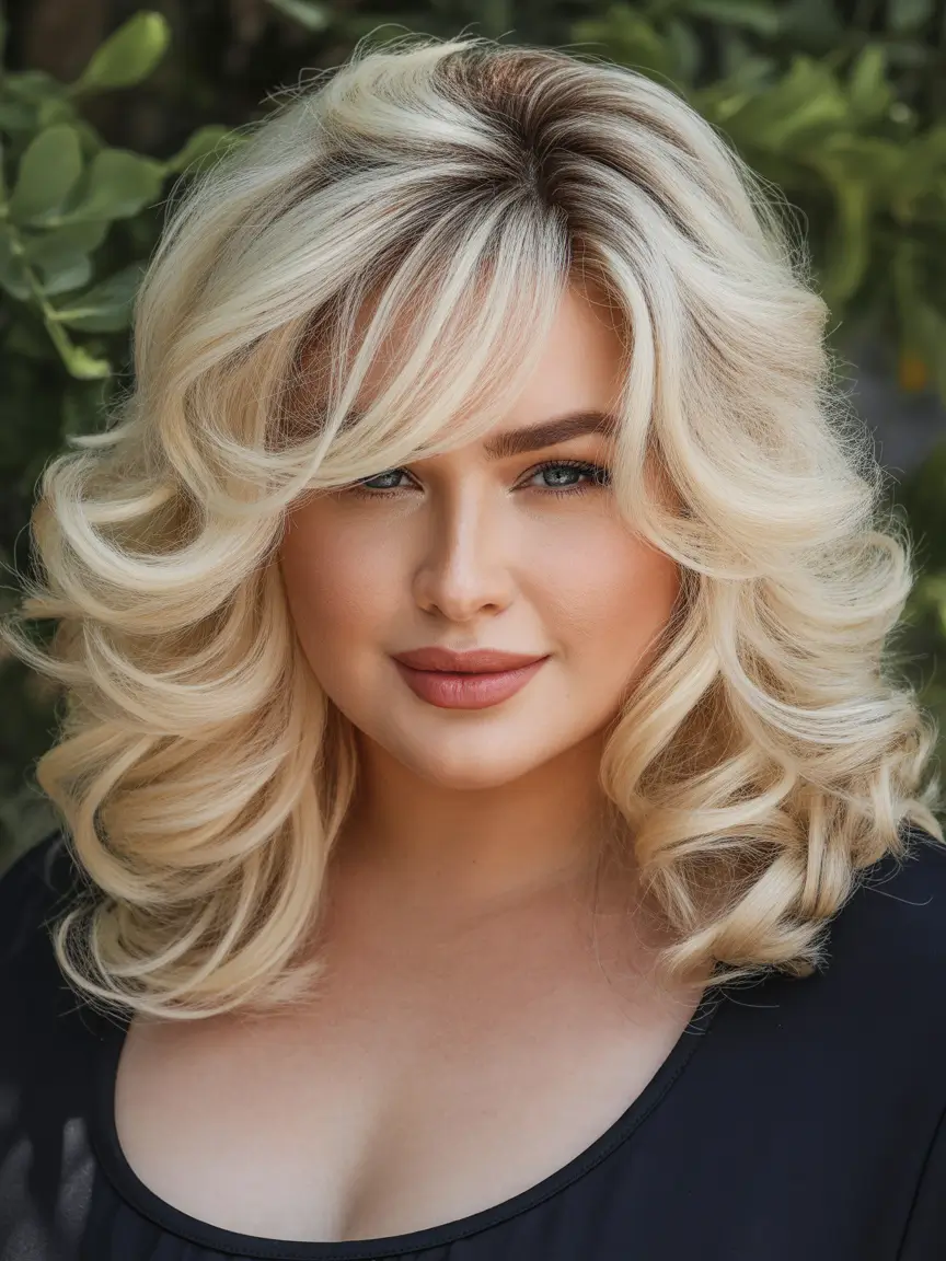 Fat Face Haircuts Feathered Layers With Airy Curtain Bangs