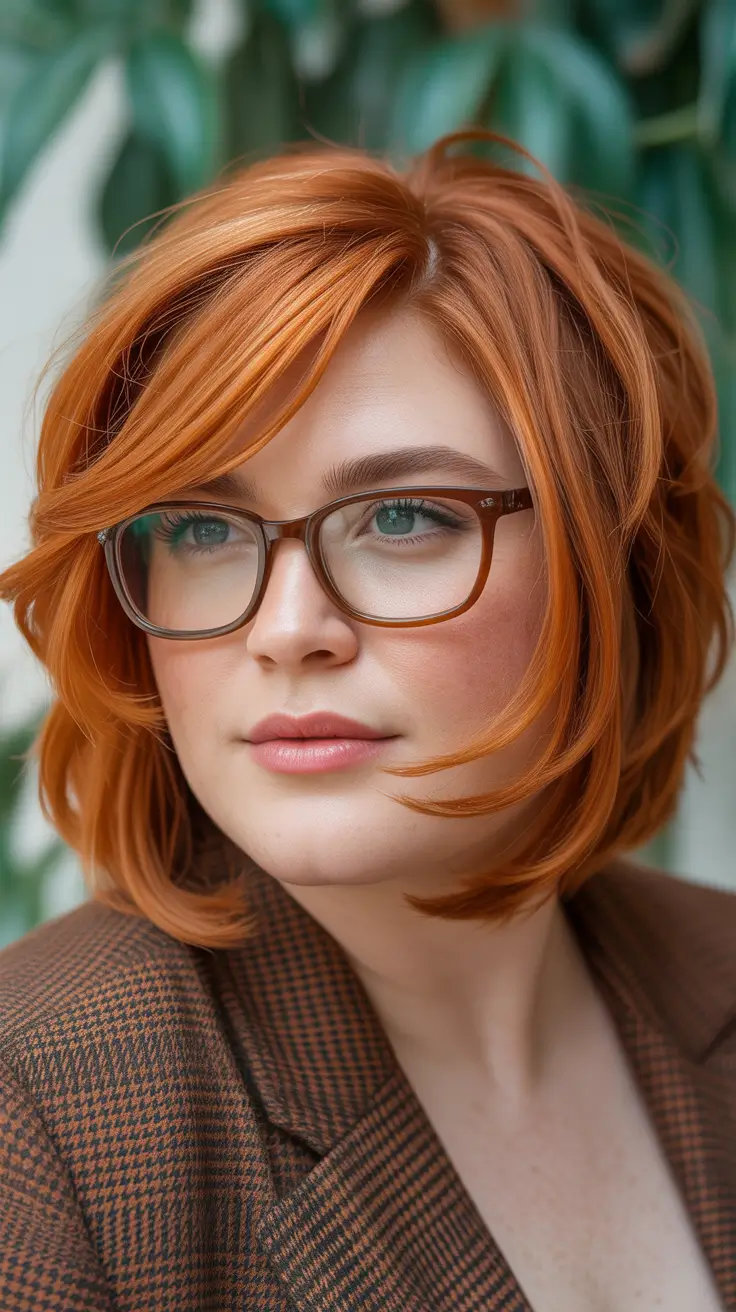 Fat Face Haircuts Layered Copper Bob With Eyegrazing Movement