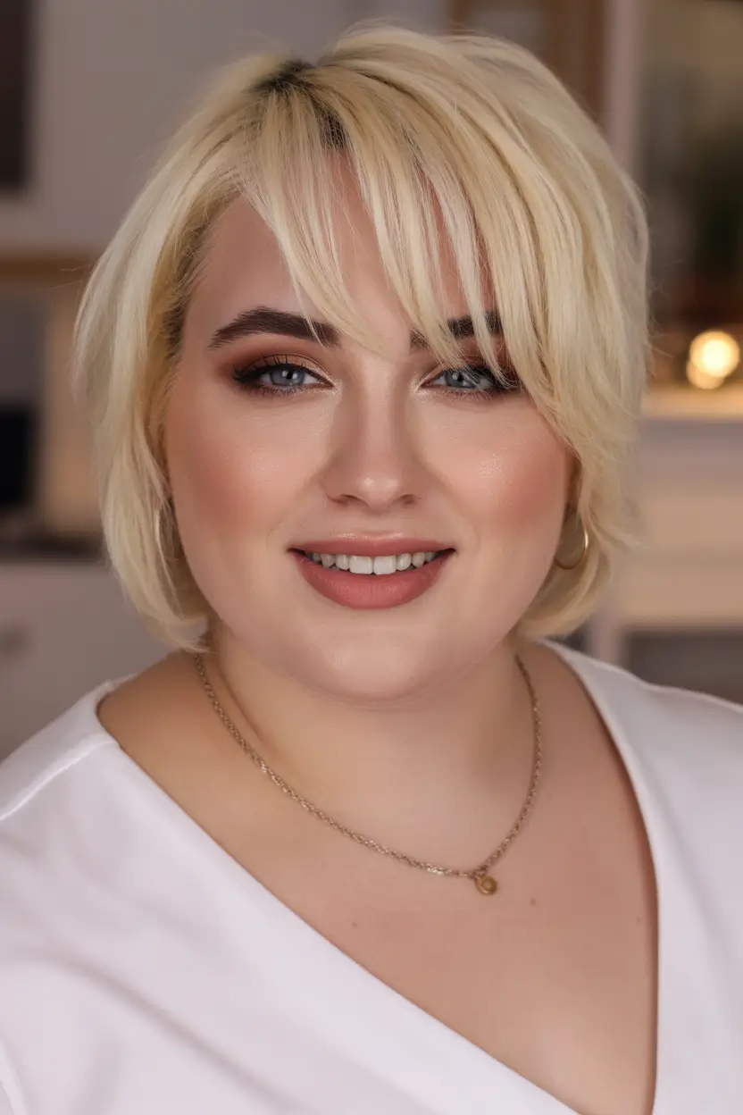 Fat Face Haircuts Soft Blonde Bob With Light Wispy Bangs