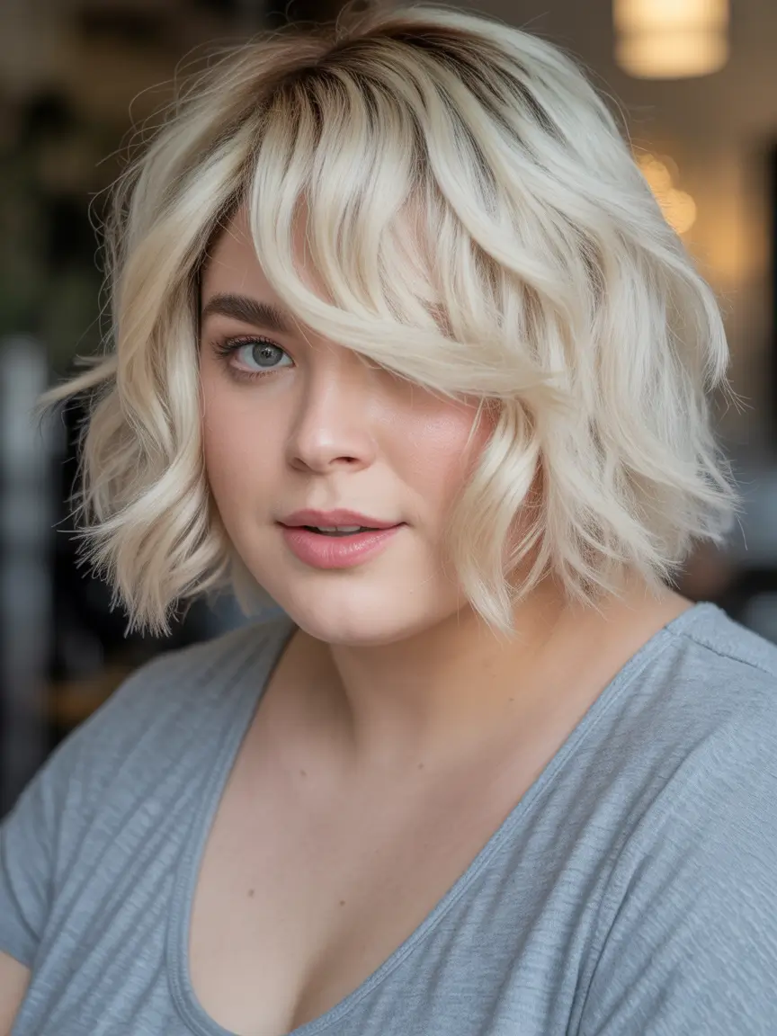Fat Face Haircuts Textured Platinum Bob With Cascading Fringe