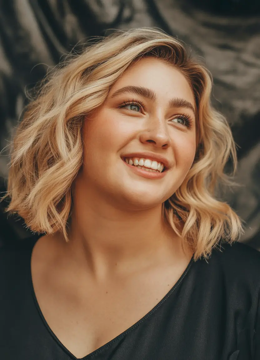 Haircuts for Plus Size Women Beachy Blonde Waves with Airy Volume