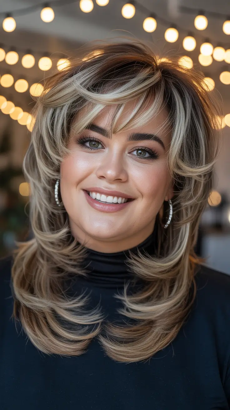 Haircuts for Plus Size Women Feathered Volume Layers with Bold Shape