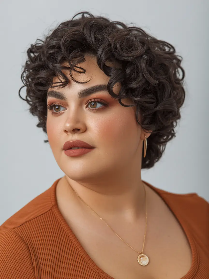 Haircuts for Plus Size Women Short Curly Shape with Modern Dimension