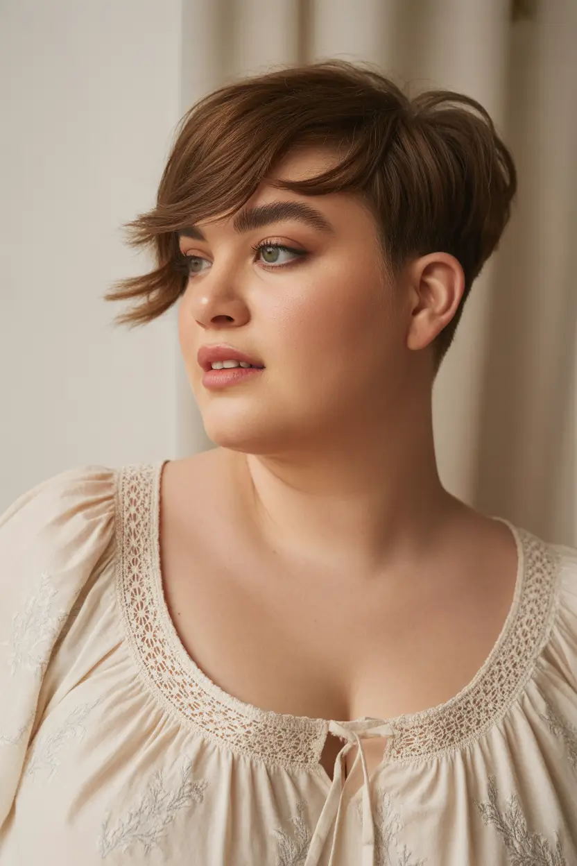 Haircuts for Plus Size Women Softly Cropped Pixie with Side Flow