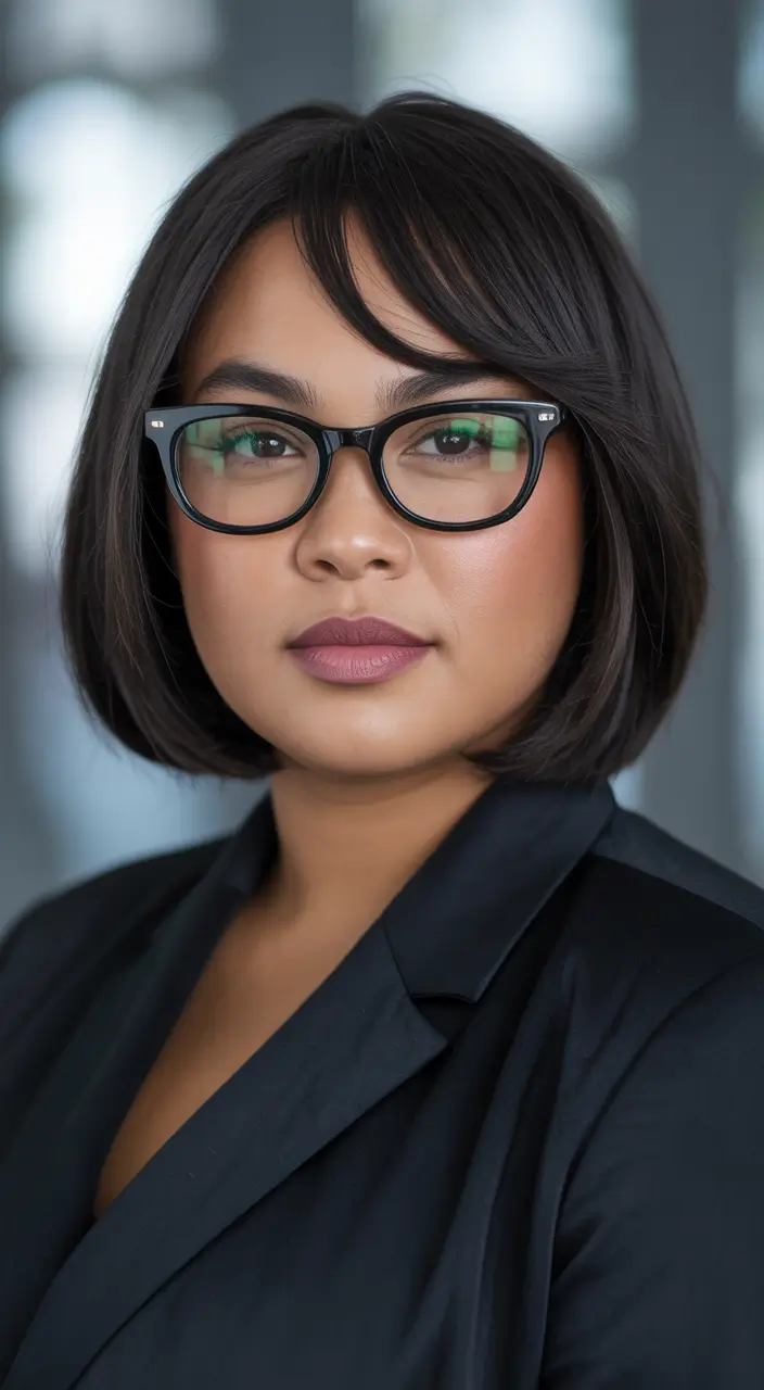 Haircuts for Plus Size Women Polished Rounded Bob with Soft Fringe