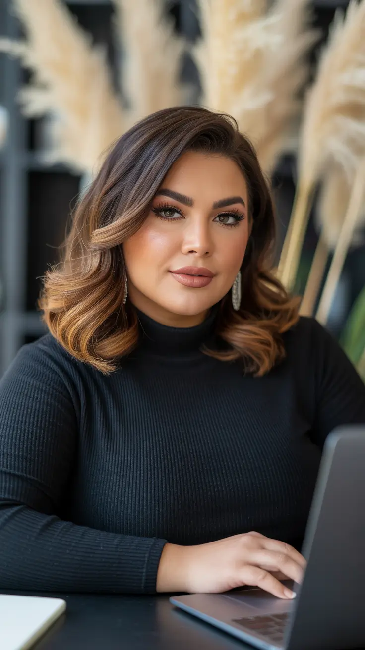 Haircuts for Plus Size Women Classic Mid Length Blowout with Modern Layers