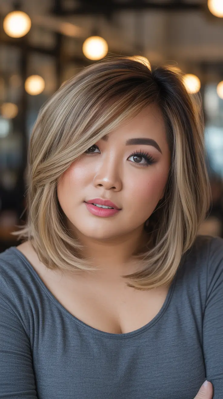 Haircuts for Plus Size Women Buttery Blonde Shoulder Sweep with Layered Movement