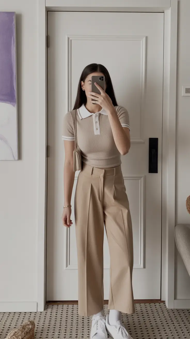 mom outfits Neutral Preppy Cool