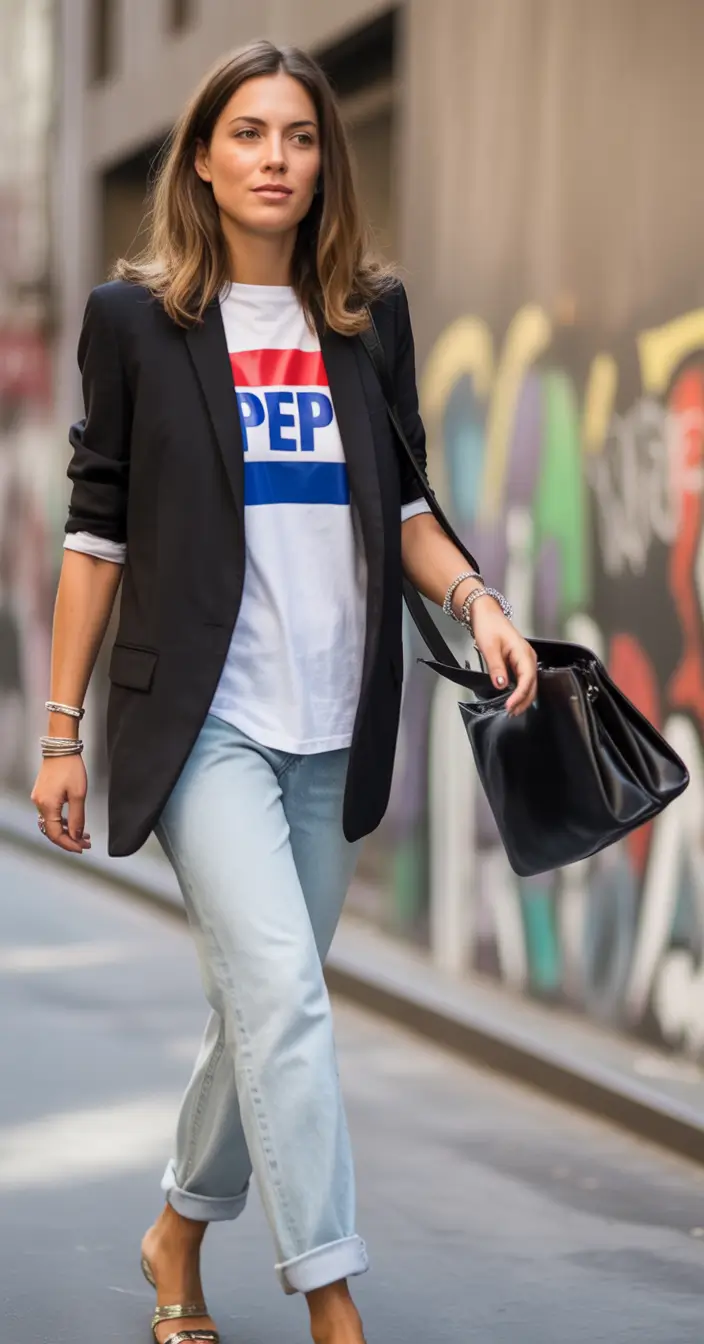 mom outfits Logo Cool and Blazer Confidence