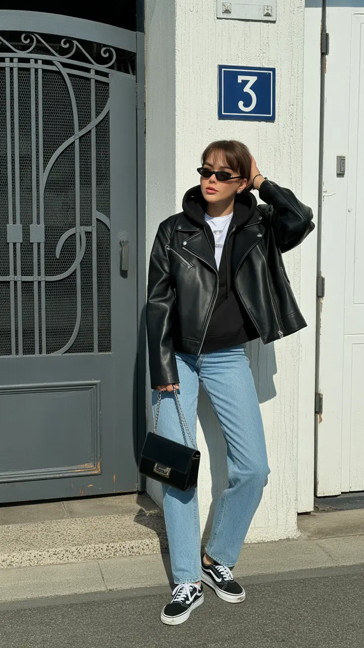 mom outfits Leather Layers and Street-Style Edge